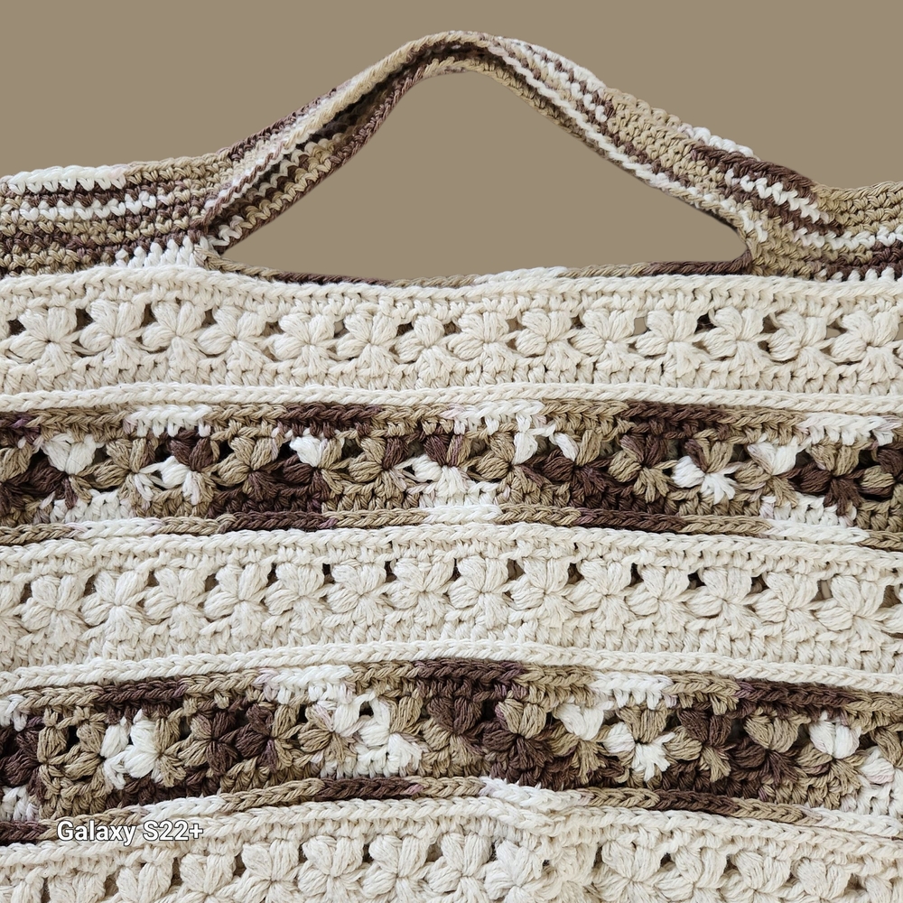 Handmade Shopping Bag Crochet Tote Textured - Picture 3 of 6
